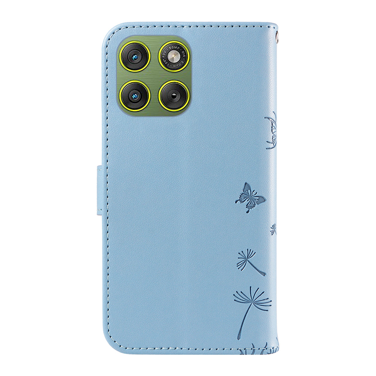 For Motorola Edge 70 5G Leather Wallet Case with Strap Dandelion Imprint Phone Stand Cover - Sky Blue