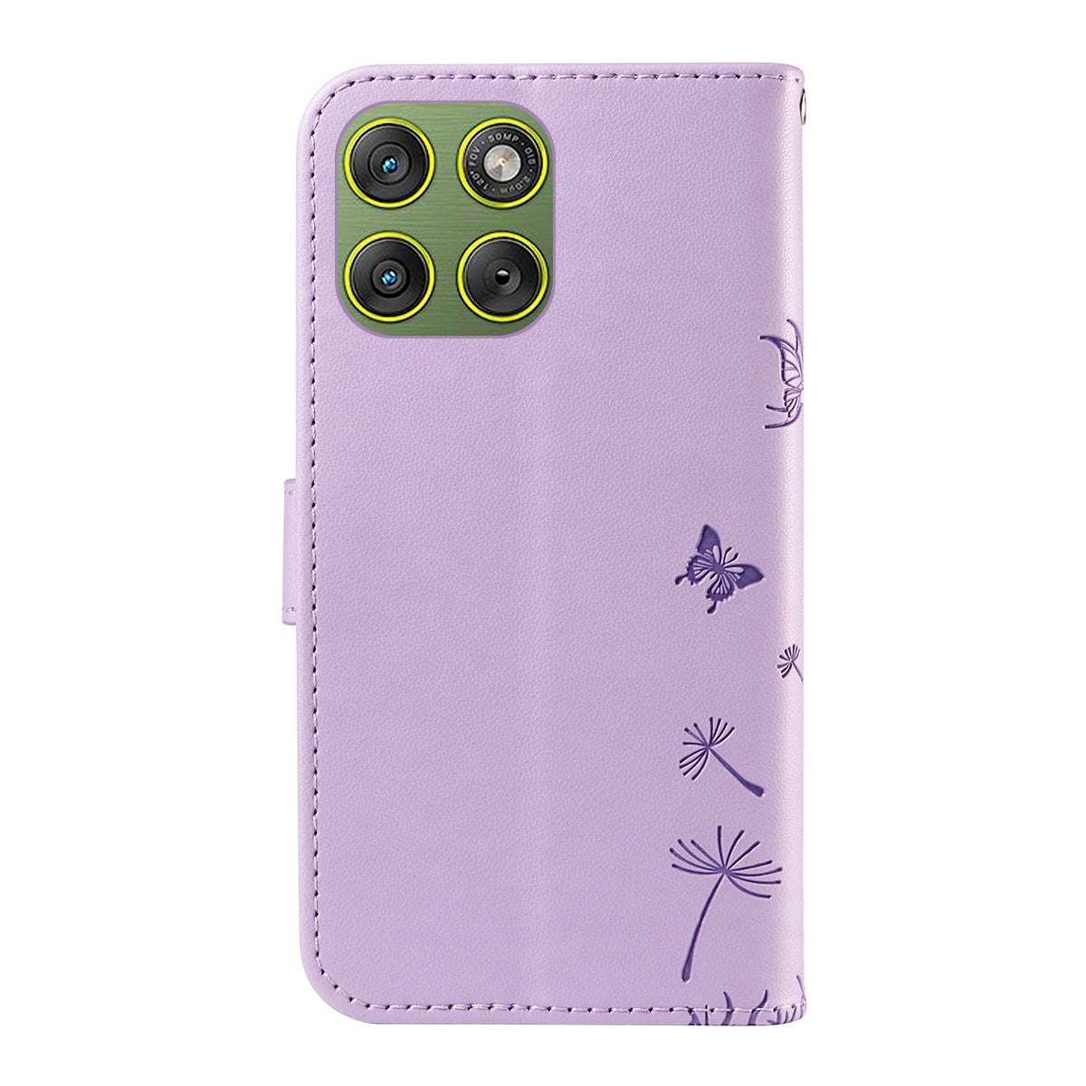 For Motorola Edge 70 5G Leather Wallet Case with Strap Dandelion Imprint Phone Stand Cover - Purple