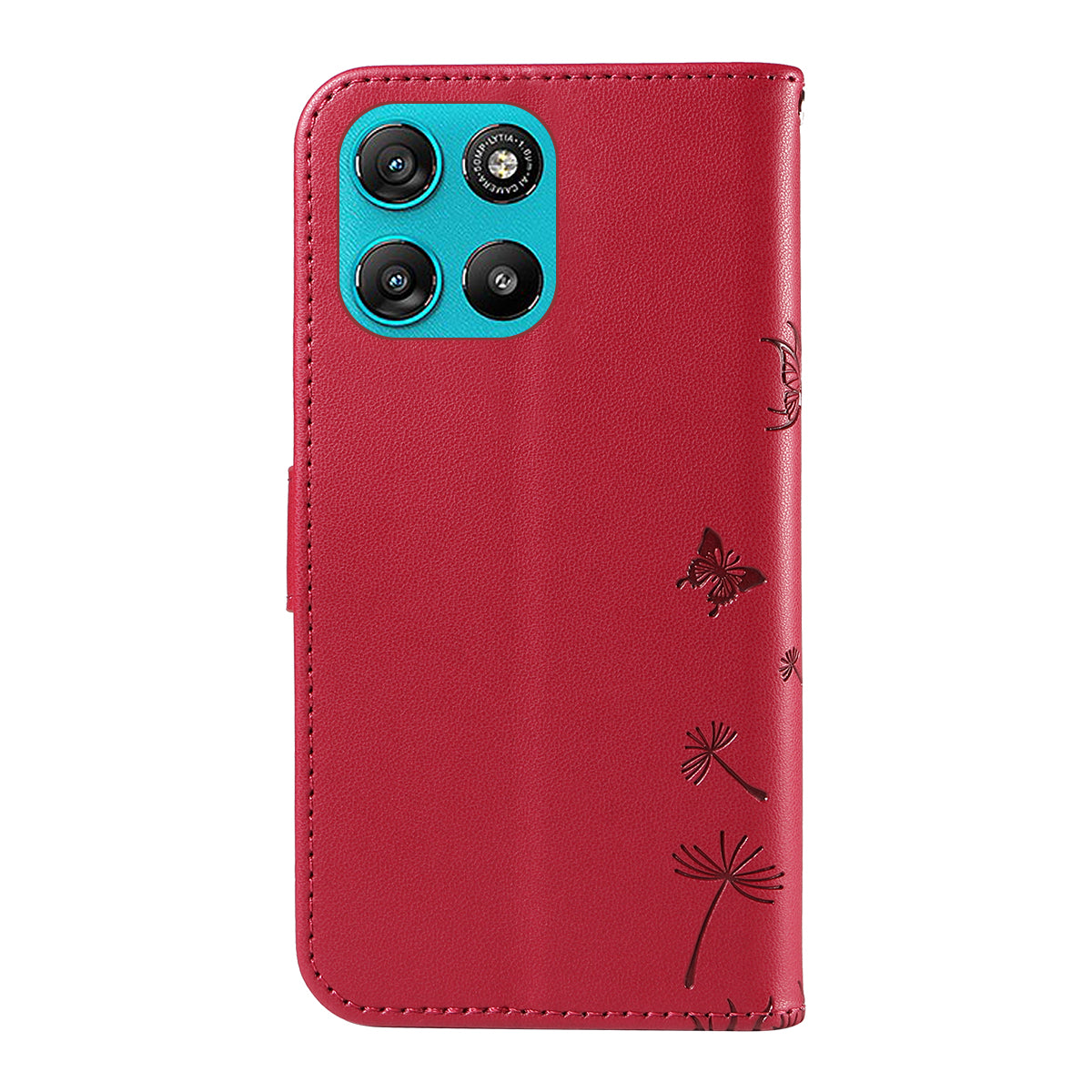 For Motorola Moto G57 Power 5G / Motorola Moto G100 5G (2025) / Motorola Moto G67 Power 5G Leather Wallet Case with Strap Dandelion Imprint Phone Stand Cover - Red