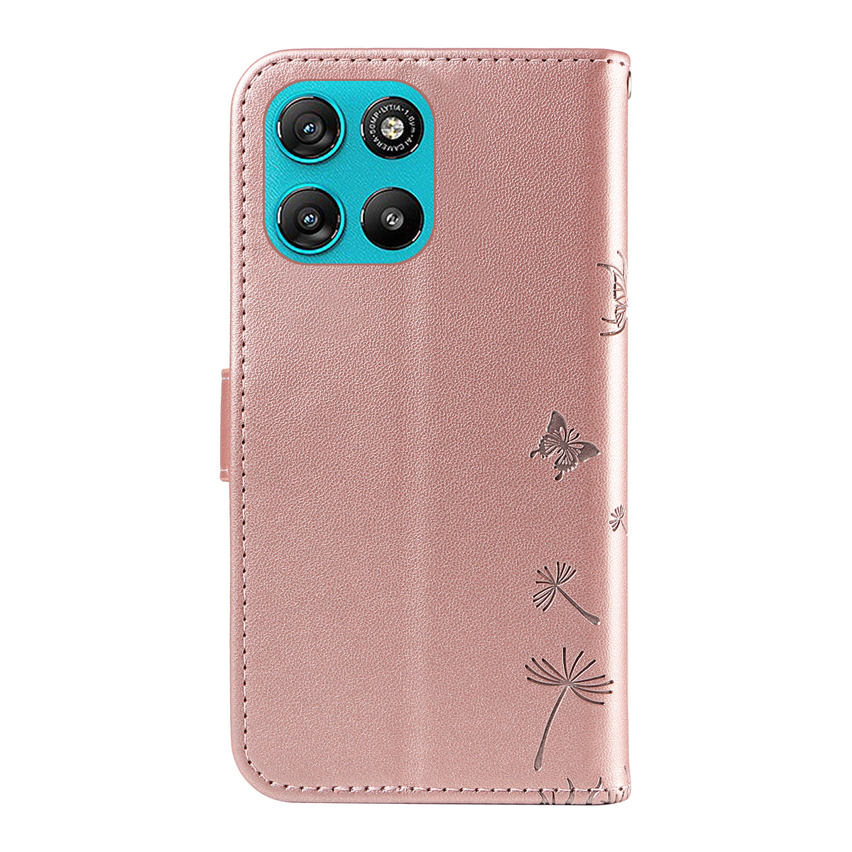 For Motorola Moto G57 Power 5G / Motorola Moto G100 5G (2025) / Motorola Moto G67 Power 5G Leather Wallet Case with Strap Dandelion Imprint Phone Stand Cover - Rose Gold