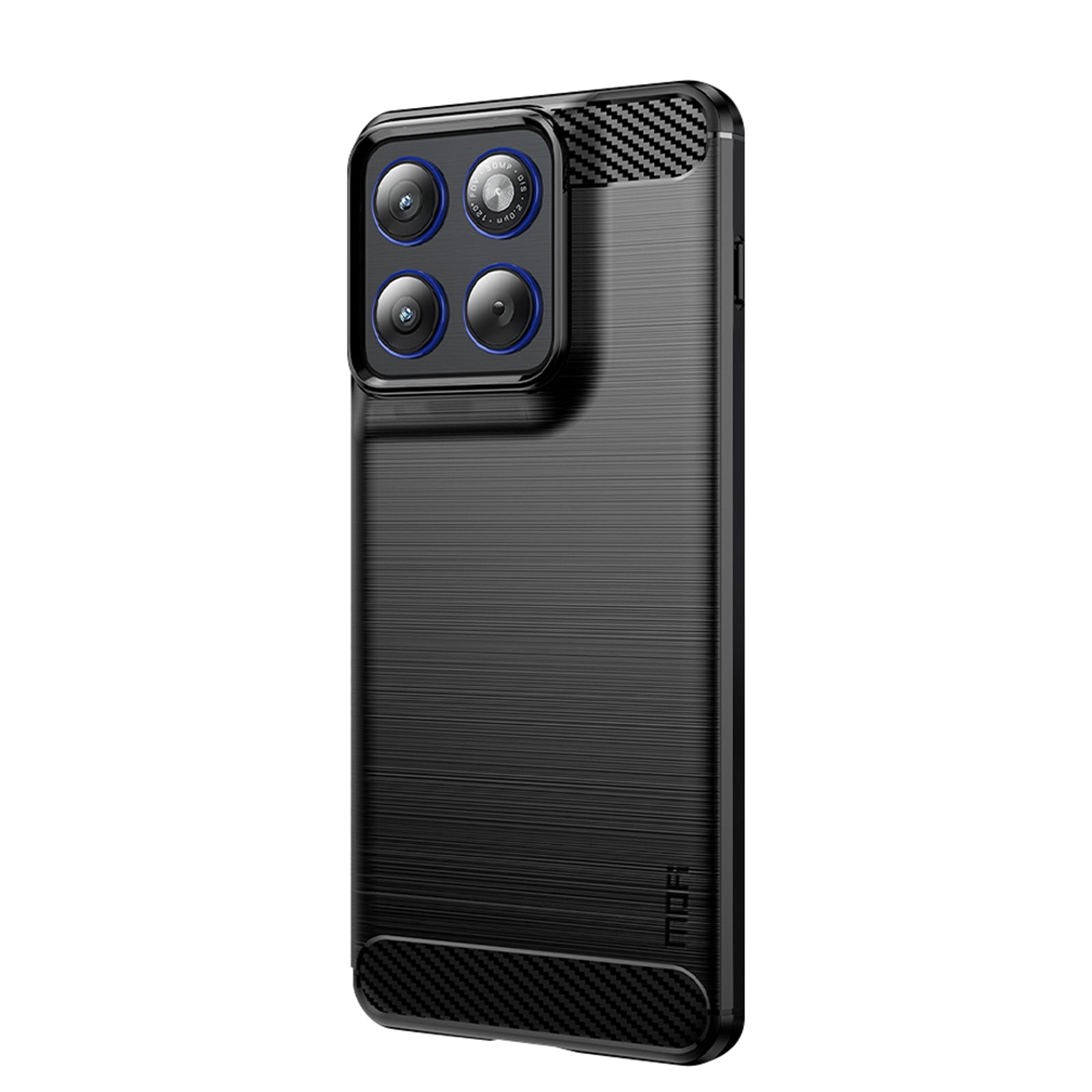 For Motorola Edge 70 5G Back Cover MOFI Brushed Texture Carbon Fiber Soft TPU Case - Black