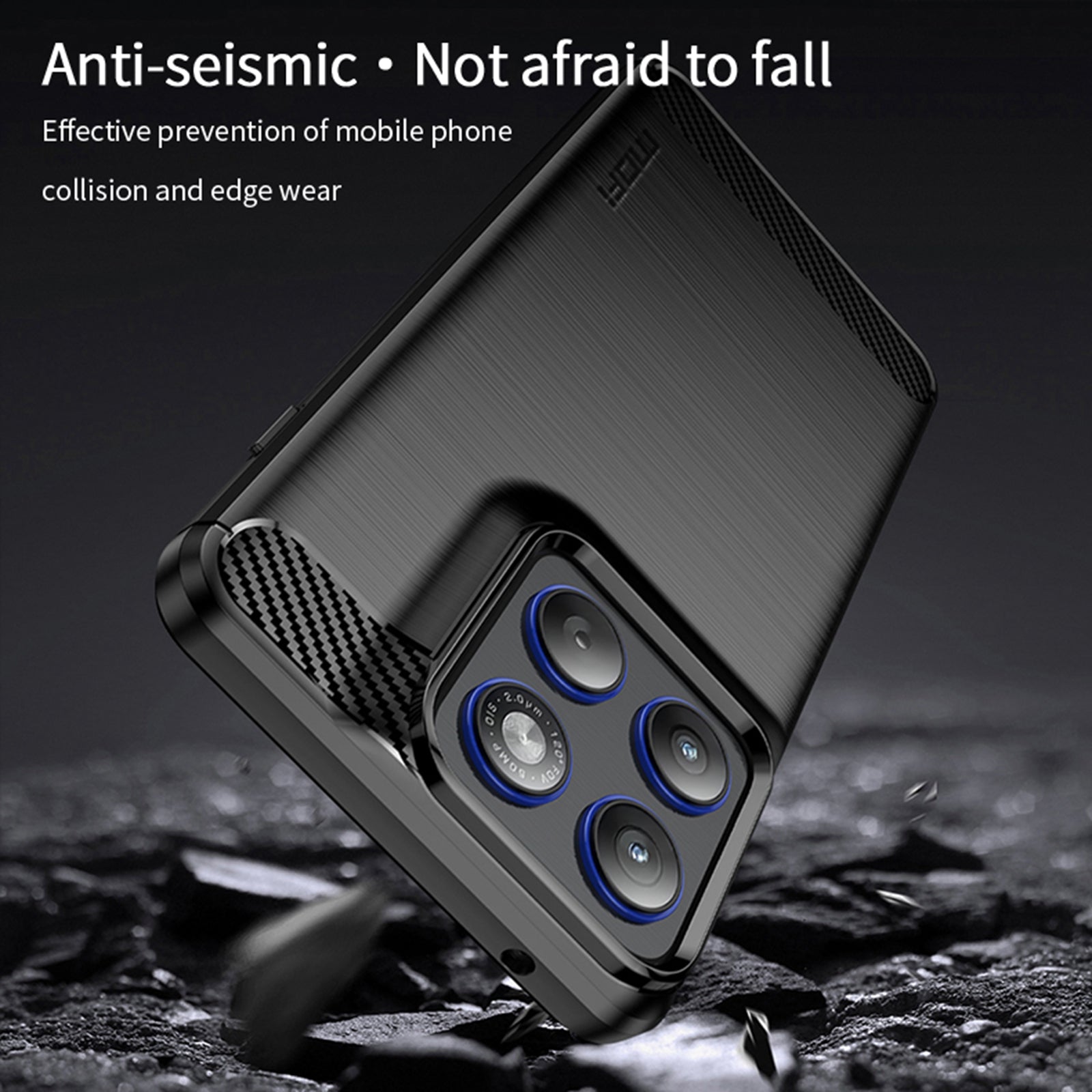 For Motorola Edge 70 5G Back Cover MOFI Brushed Texture Carbon Fiber Soft TPU Case - Black