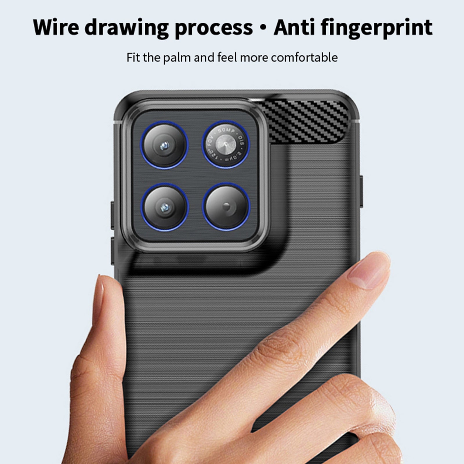 For Motorola Edge 70 5G Back Cover MOFI Brushed Texture Carbon Fiber Soft TPU Case - Black