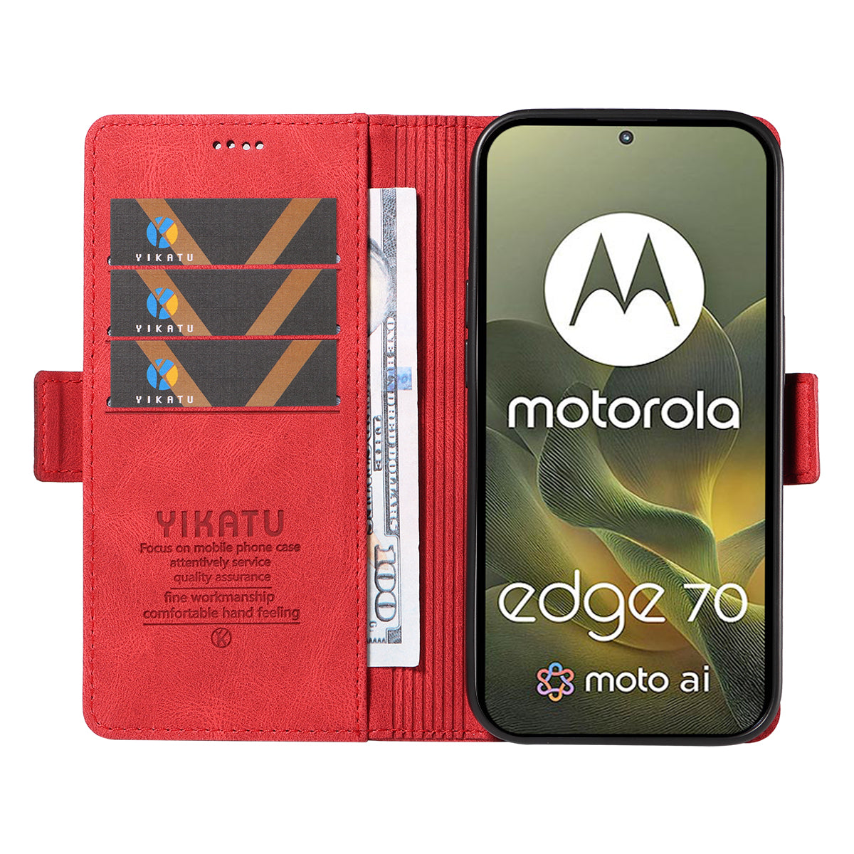 For Motorola Edge 70 5G Leather Case YIKATU YK-005 Skin-touch Feeling Wallet Phone Cover - Red