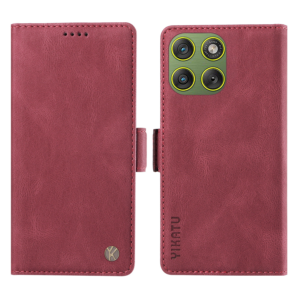For Motorola Edge 70 5G Leather Case YIKATU YK-005 Skin-touch Feeling Wallet Phone Cover - Wine Red