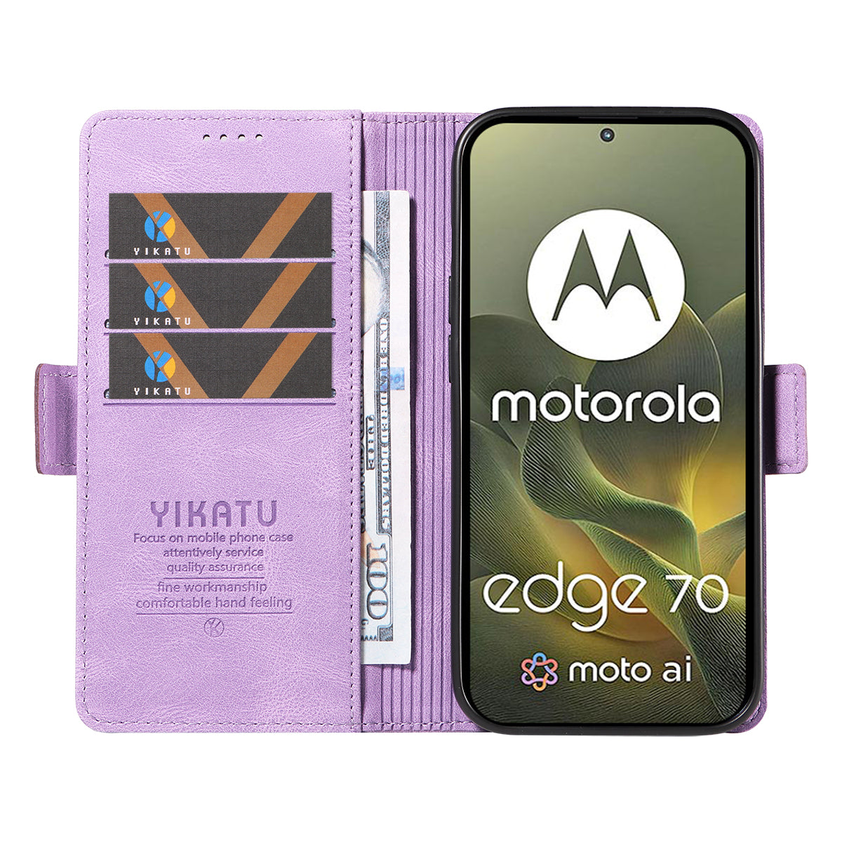 For Motorola Edge 70 5G Leather Case YIKATU YK-005 Skin-touch Feeling Wallet Phone Cover - Purple