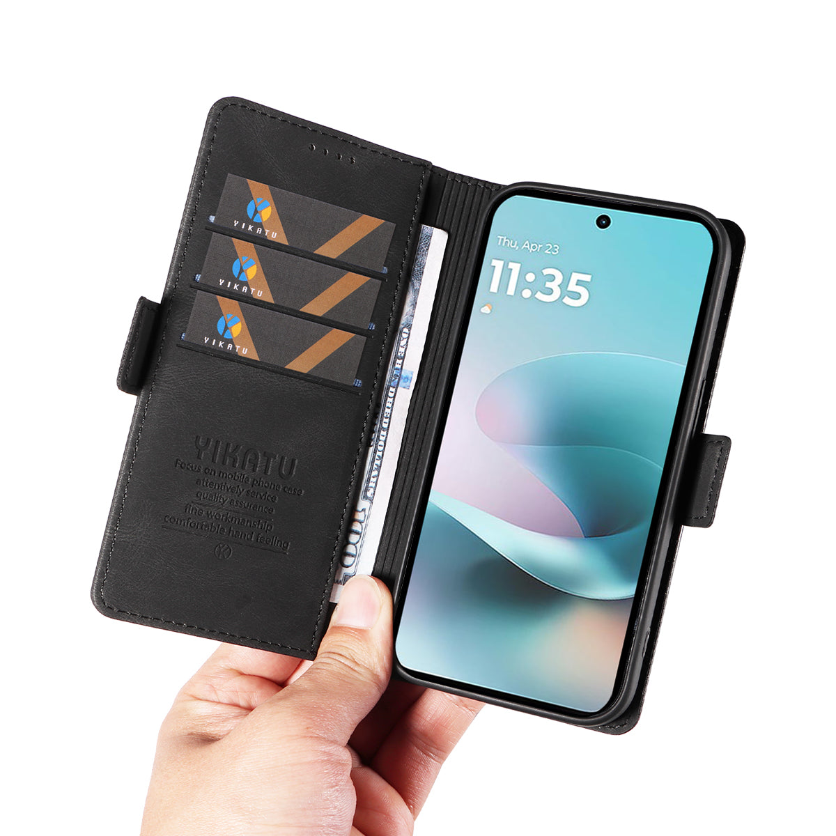 For Motorola Moto G57 Power 5G / Motorola Moto G100 5G (2025) / Motorola Moto G67 Power 5G Leather Case YIKATU YK-005 Skin-touch Feeling Wallet Phone Cover - Black