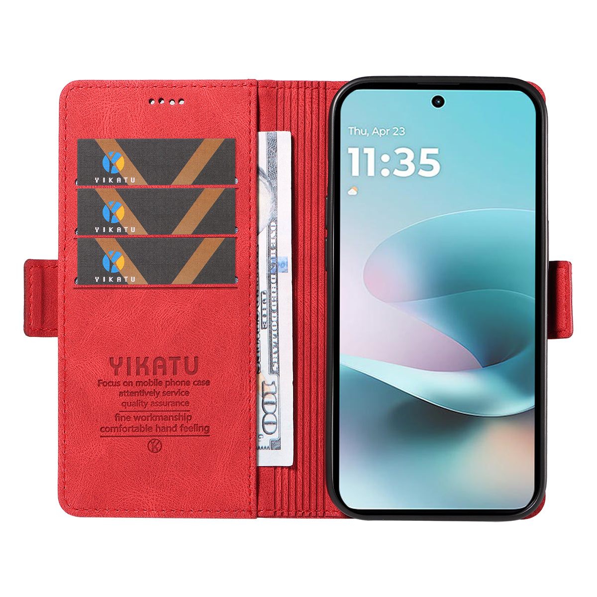 For Motorola Moto G57 Power 5G / Motorola Moto G100 5G (2025) / Motorola Moto G67 Power 5G Leather Case YIKATU YK-005 Skin-touch Feeling Wallet Phone Cover - Red