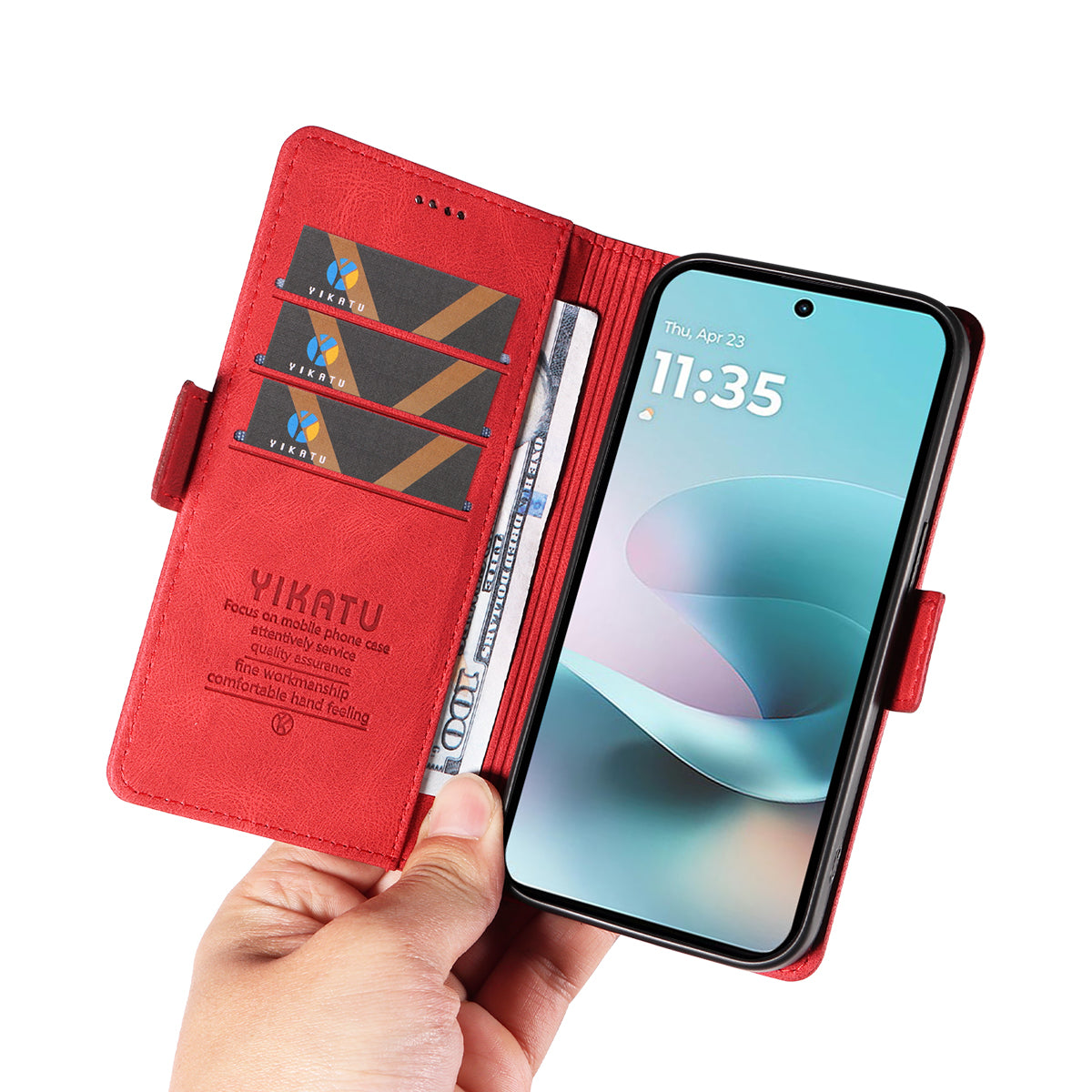 For Motorola Moto G57 Power 5G / Motorola Moto G100 5G (2025) / Motorola Moto G67 Power 5G Leather Case YIKATU YK-005 Skin-touch Feeling Wallet Phone Cover - Red