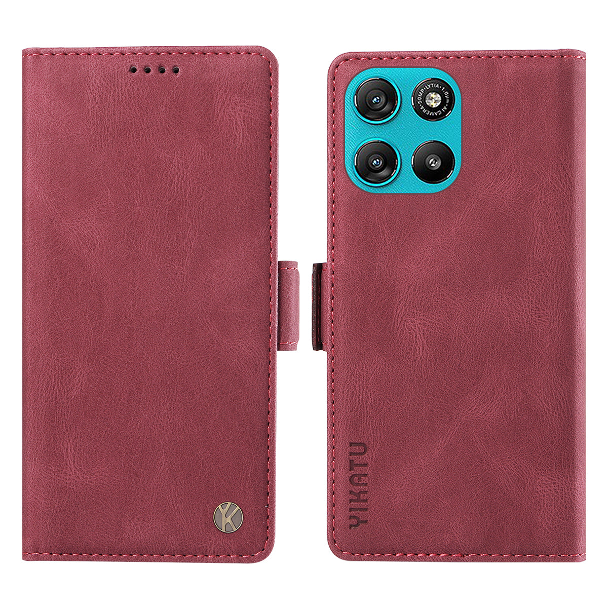 For Motorola Moto G57 Power 5G / Motorola Moto G100 5G (2025) / Motorola Moto G67 Power 5G Leather Case YIKATU YK-005 Skin-touch Feeling Wallet Phone Cover - Wine Red