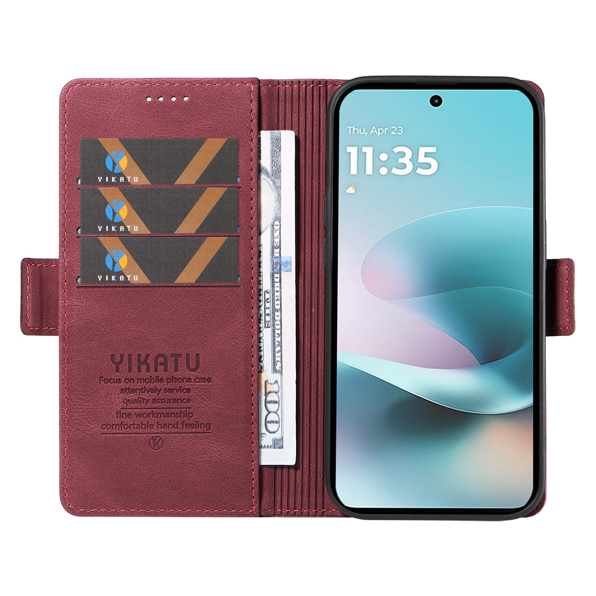For Motorola Moto G57 Power 5G / Motorola Moto G100 5G (2025) / Motorola Moto G67 Power 5G Leather Case YIKATU YK-005 Skin-touch Feeling Wallet Phone Cover - Wine Red