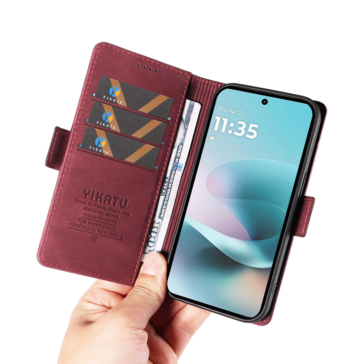 For Motorola Moto G57 Power 5G / Motorola Moto G100 5G (2025) / Motorola Moto G67 Power 5G Leather Case YIKATU YK-005 Skin-touch Feeling Wallet Phone Cover - Wine Red