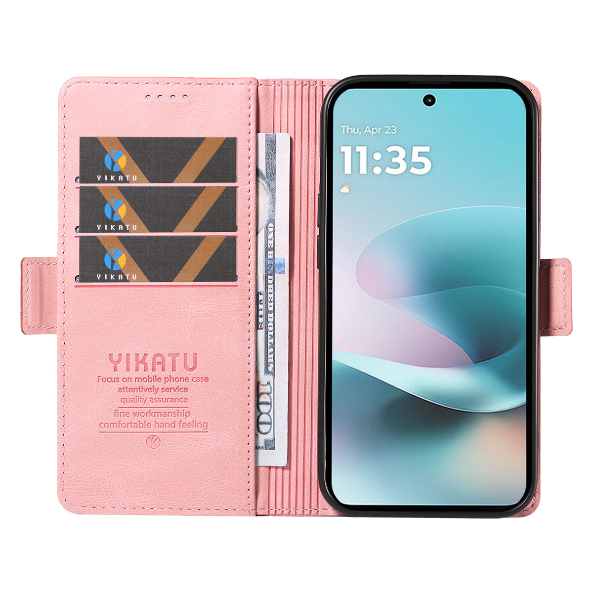 For Motorola Moto G57 Power 5G / Motorola Moto G100 5G (2025) / Motorola Moto G67 Power 5G Leather Case YIKATU YK-005 Skin-touch Feeling Wallet Phone Cover - Pink