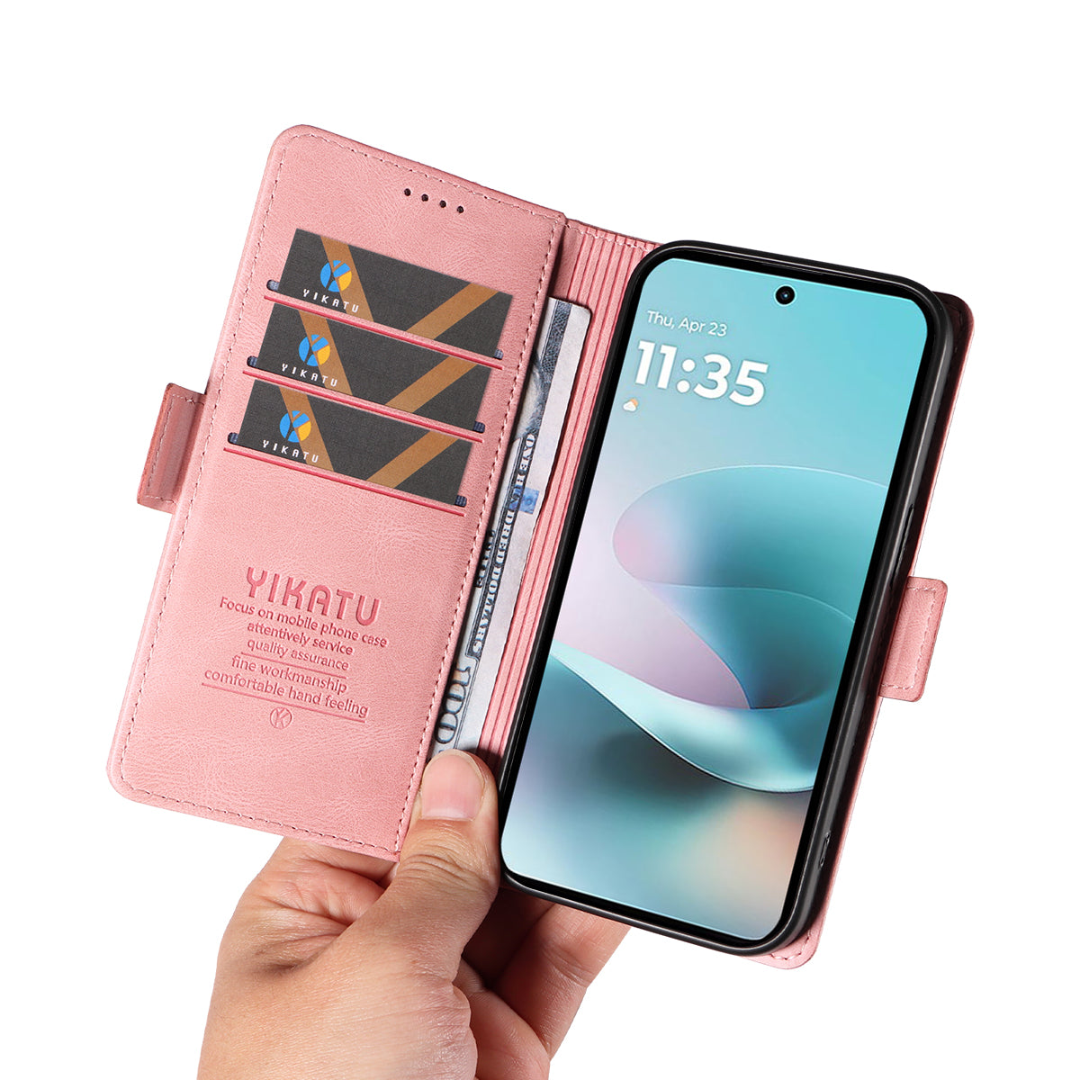 For Motorola Moto G57 Power 5G / Motorola Moto G100 5G (2025) / Motorola Moto G67 Power 5G Leather Case YIKATU YK-005 Skin-touch Feeling Wallet Phone Cover - Pink