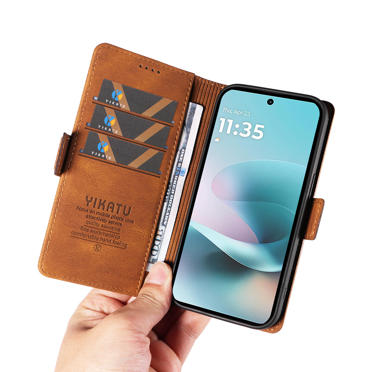 For Motorola Moto G57 Power 5G / Motorola Moto G100 5G (2025) / Motorola Moto G67 Power 5G Leather Case YIKATU YK-005 Skin-touch Feeling Wallet Phone Cover - Brown