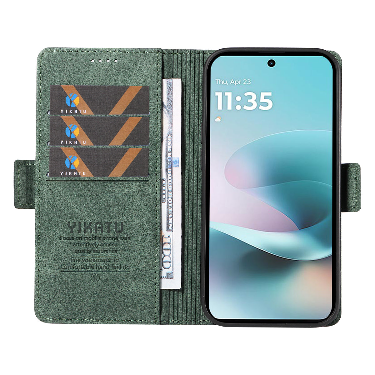 For Motorola Moto G57 Power 5G / Motorola Moto G100 5G (2025) / Motorola Moto G67 Power 5G Leather Case YIKATU YK-005 Skin-touch Feeling Wallet Phone Cover - Green
