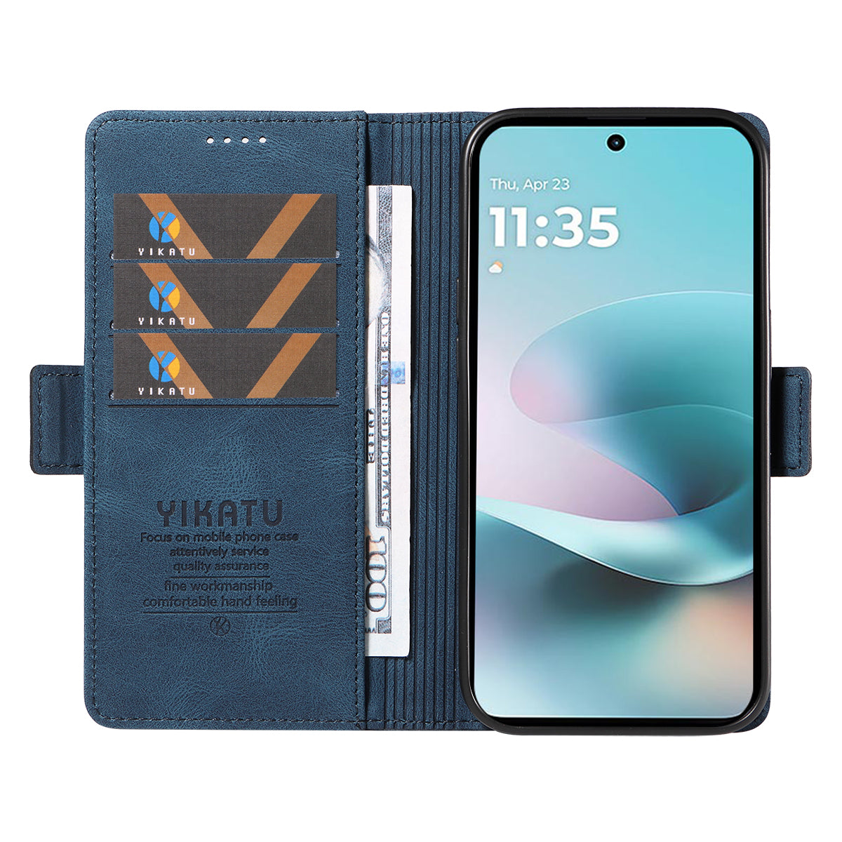 For Motorola Moto G57 Power 5G / Motorola Moto G100 5G (2025) / Motorola Moto G67 Power 5G Leather Case YIKATU YK-005 Skin-touch Feeling Wallet Phone Cover - Blue