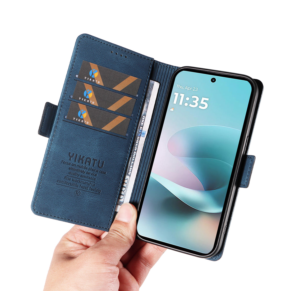 For Motorola Moto G57 Power 5G / Motorola Moto G100 5G (2025) / Motorola Moto G67 Power 5G Leather Case YIKATU YK-005 Skin-touch Feeling Wallet Phone Cover - Blue