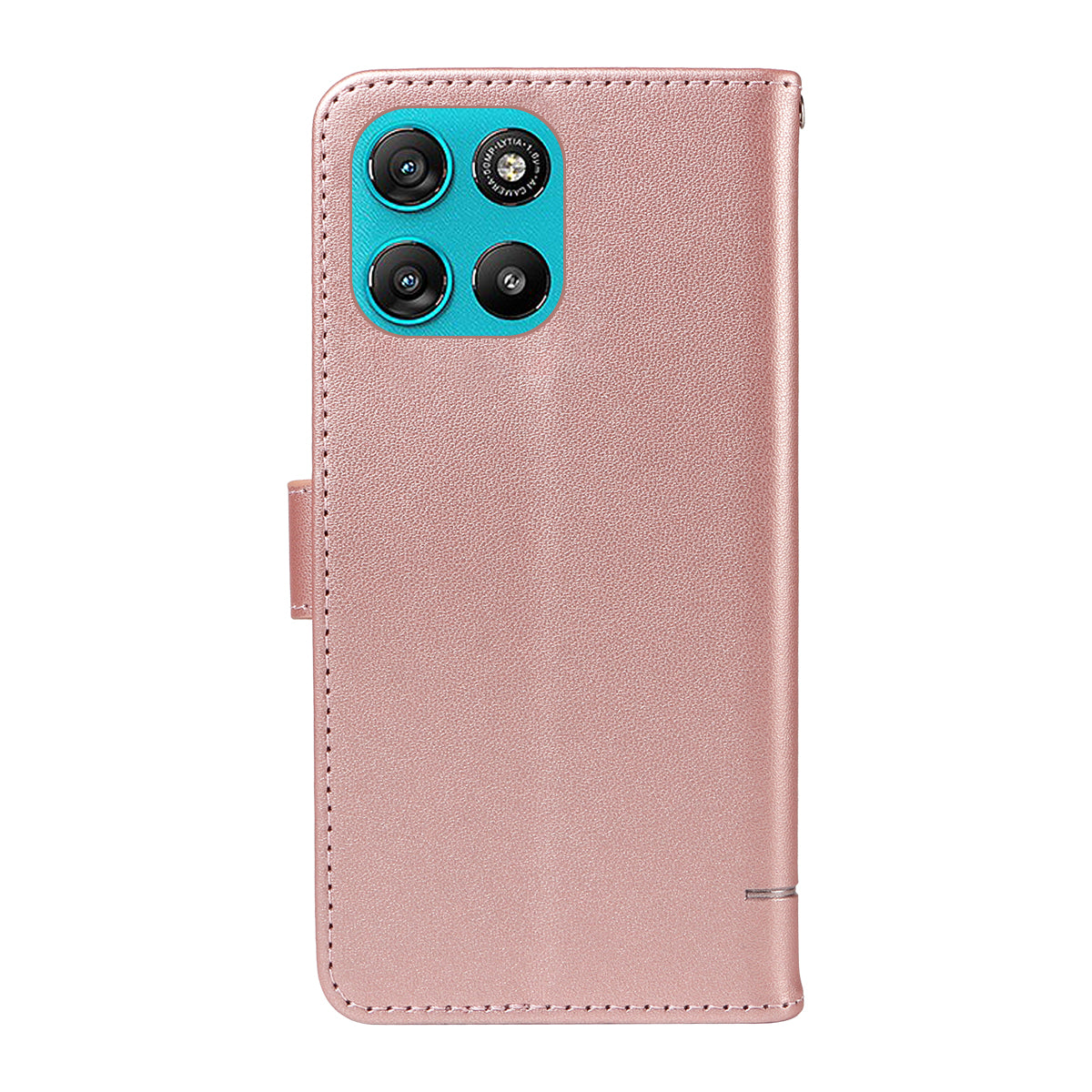 For Motorola Moto G57 Power 5G / Motorola Moto G100 5G (2025) / Motorola Moto G67 Power 5G Case Cat Pattern Imprint Leather Phone Cover with Wrist Strap - Rose Gold