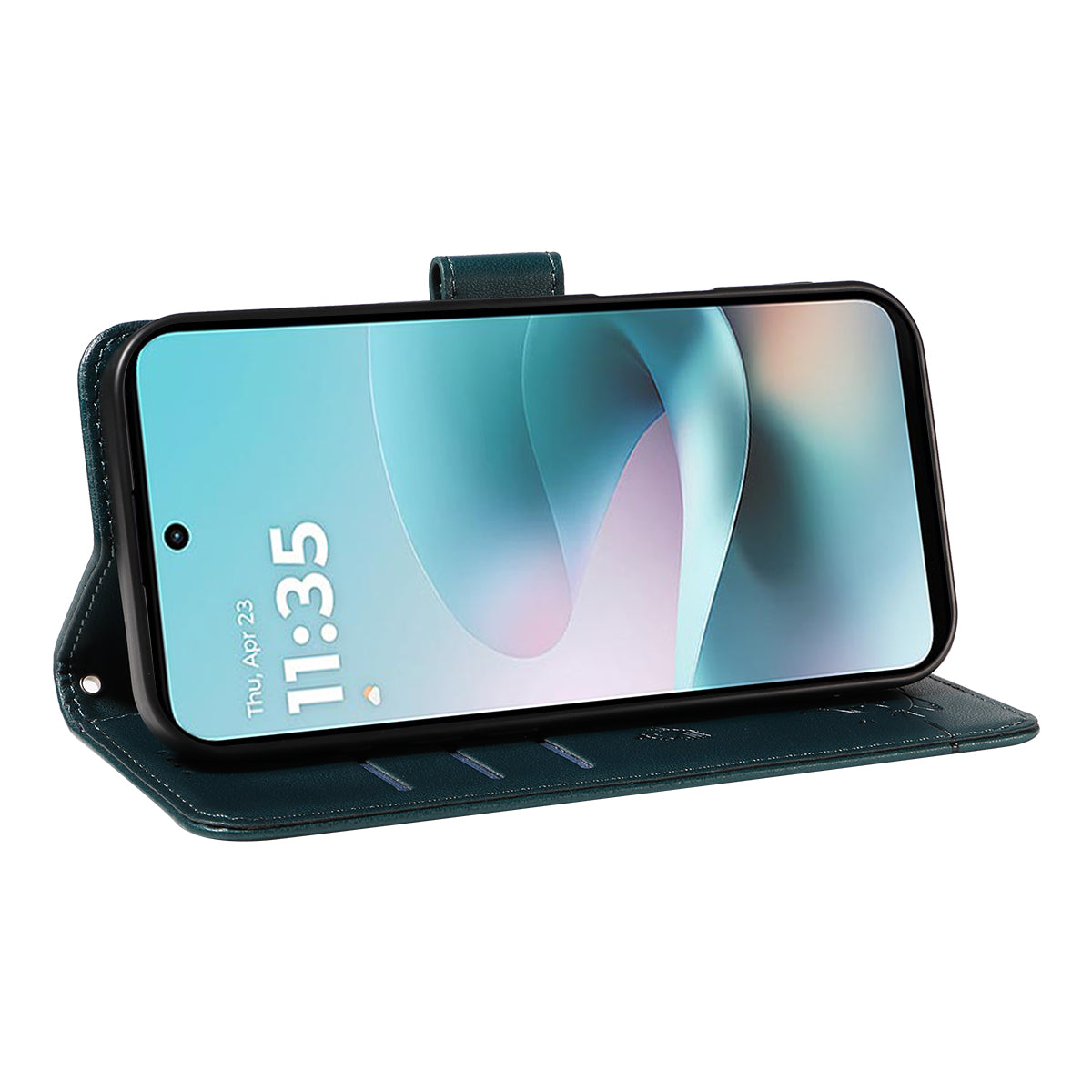 For Motorola Moto G57 Power 5G / Motorola Moto G100 5G (2025) / Motorola Moto G67 Power 5G Case Cat Pattern Imprint Leather Phone Cover with Wrist Strap - Blue