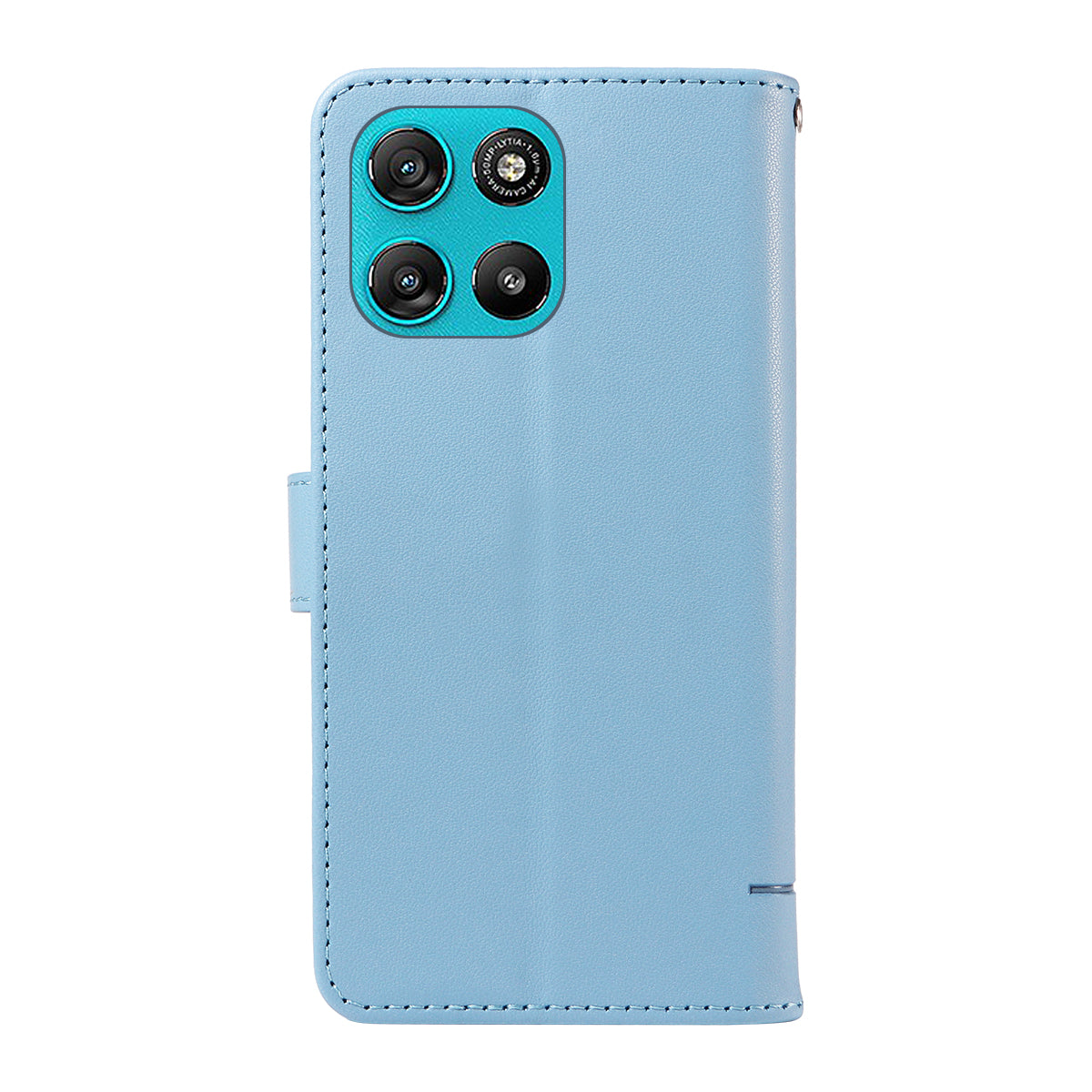For Motorola Moto G57 Power 5G / Motorola Moto G100 5G (2025) / Motorola Moto G67 Power 5G Case Cat Pattern Imprint Leather Phone Cover with Wrist Strap - Sky Blue