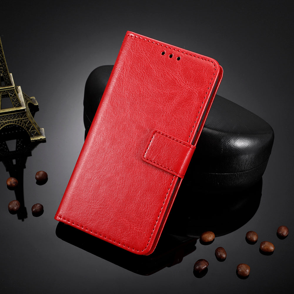 For Xiaomi Redmi Note 15 Pro 4G (Global) PU Leather Case with Strap Crazy Horse Texture Phone Wallet Cover - Red