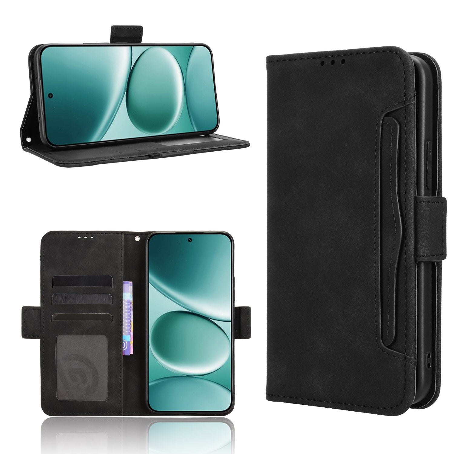 For Xiaomi Redmi Note 15 Pro 4G (Global) Leather Case Phone Wallet Cover with Multiple Card Slots - Black