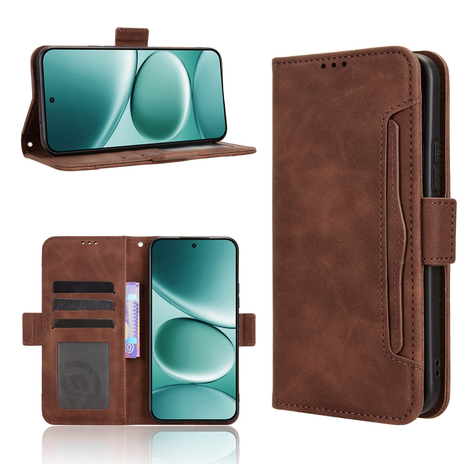 For Xiaomi Redmi Note 15 Pro 4G (Global) Leather Case Phone Wallet Cover with Multiple Card Slots - Brown