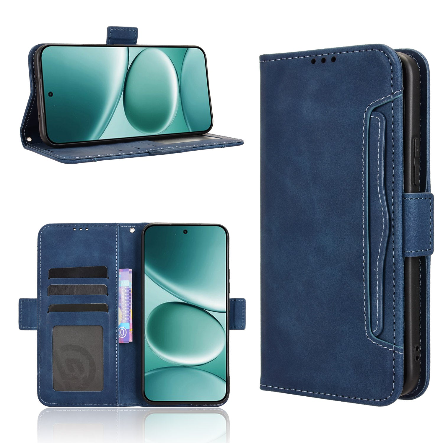 For Xiaomi Redmi Note 15 Pro 4G (Global) Leather Case Phone Wallet Cover with Multiple Card Slots - Blue