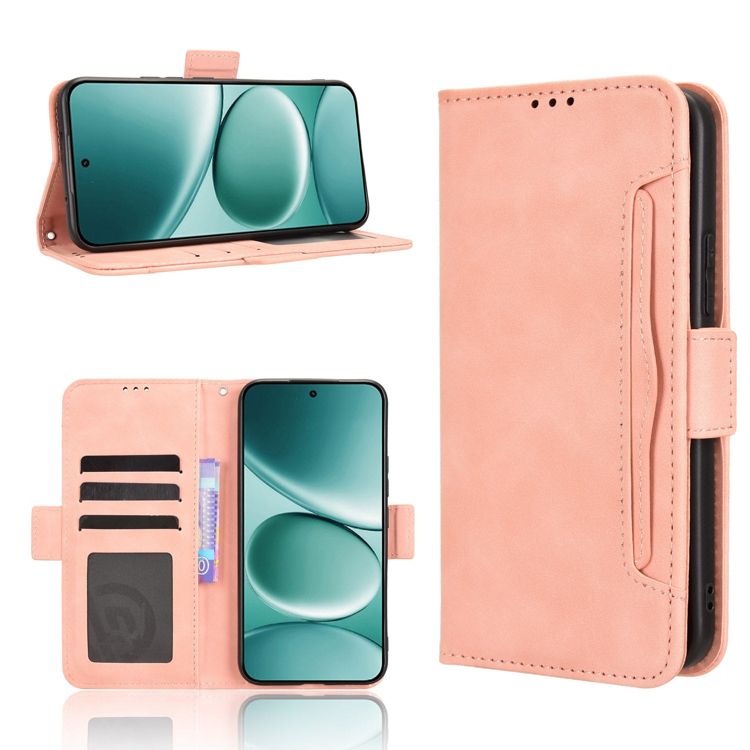 For Xiaomi Redmi Note 15 Pro 4G (Global) Leather Case Phone Wallet Cover with Multiple Card Slots - Pink