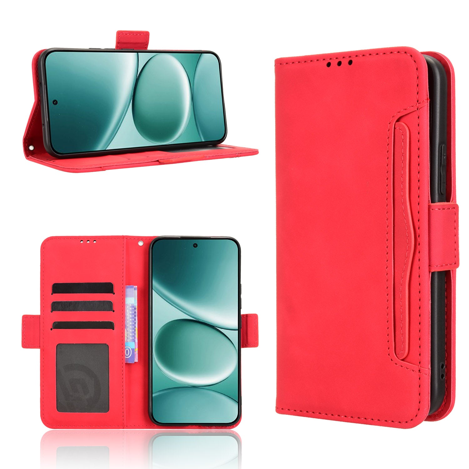 For Xiaomi Redmi Note 15 Pro 4G (Global) Leather Case Phone Wallet Cover with Multiple Card Slots - Red