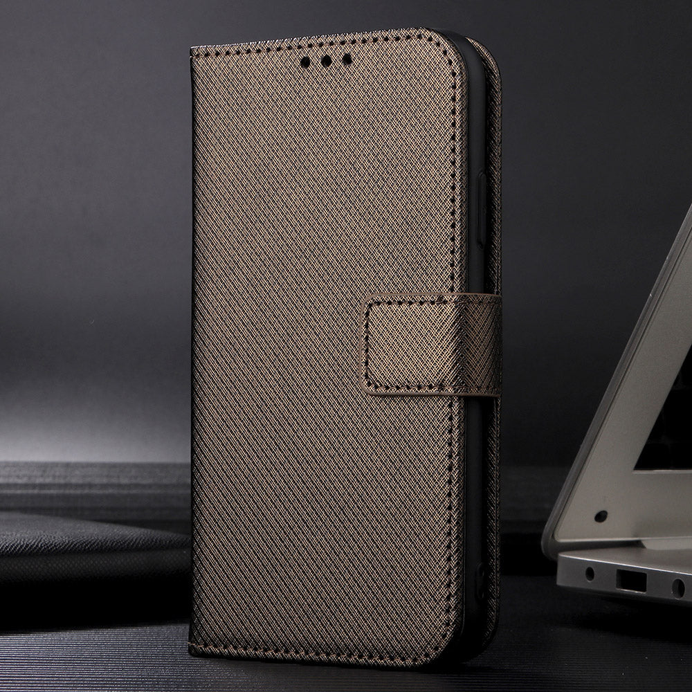 For Xiaomi Redmi Note 15 Pro 4G (Global) Leather Wallet Case with Strap Diamond Texture Phone Cover - Brown