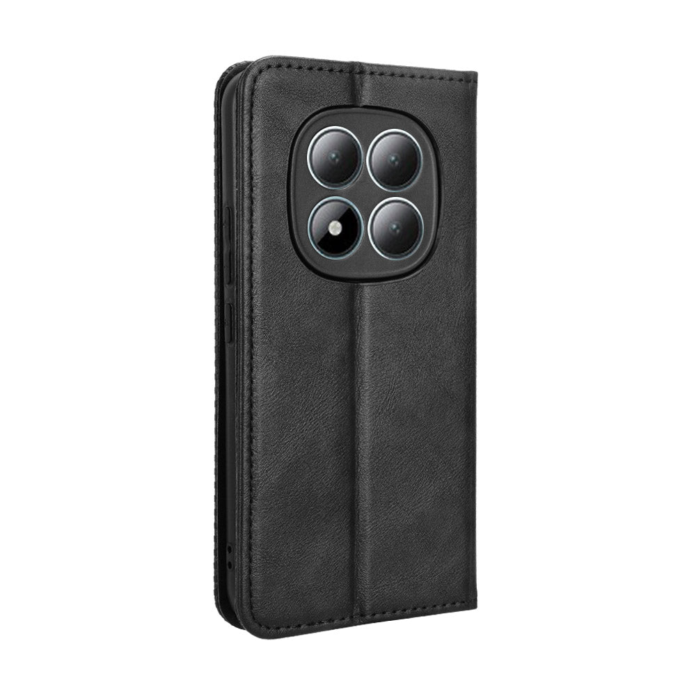 For Xiaomi Redmi Note 15 Pro 4G (Global) Leather Case Wallet Stand Retro Texture Phone Cover - Black