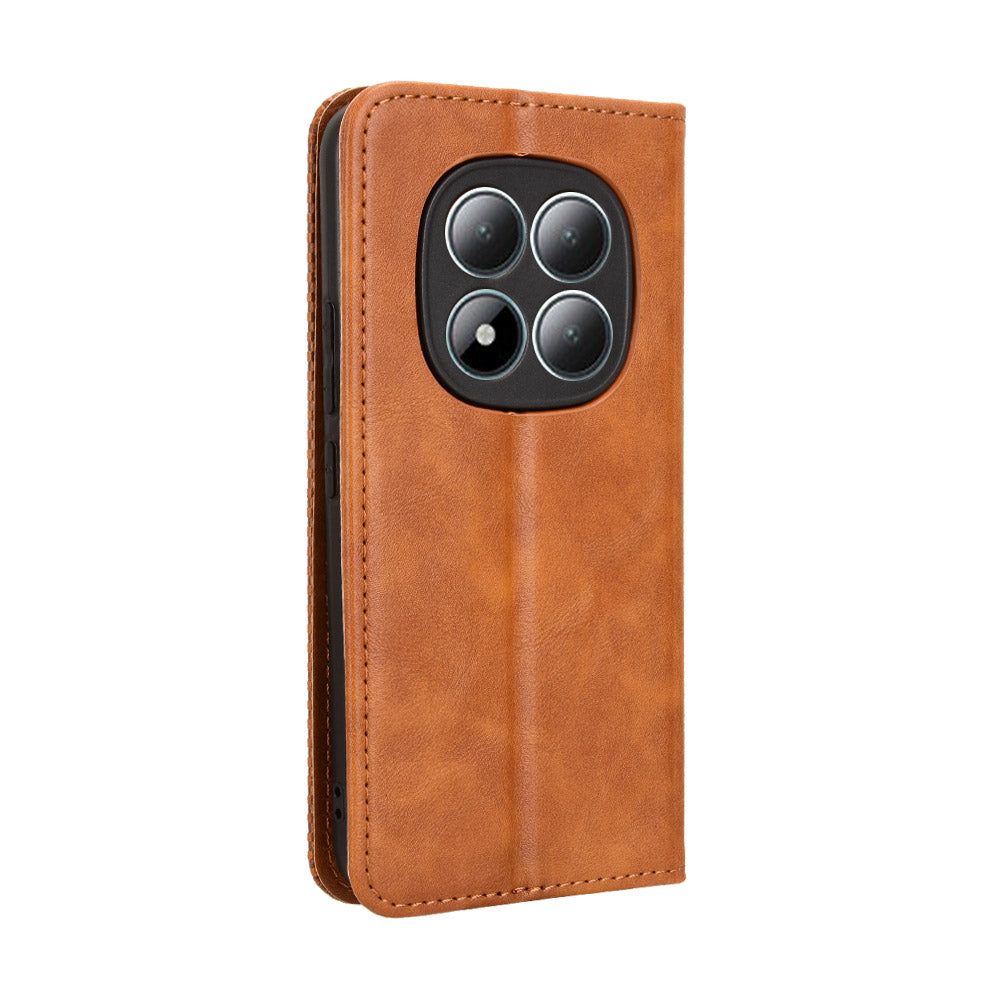 For Xiaomi Redmi Note 15 Pro 4G (Global) Leather Case Wallet Stand Retro Texture Phone Cover - Brown