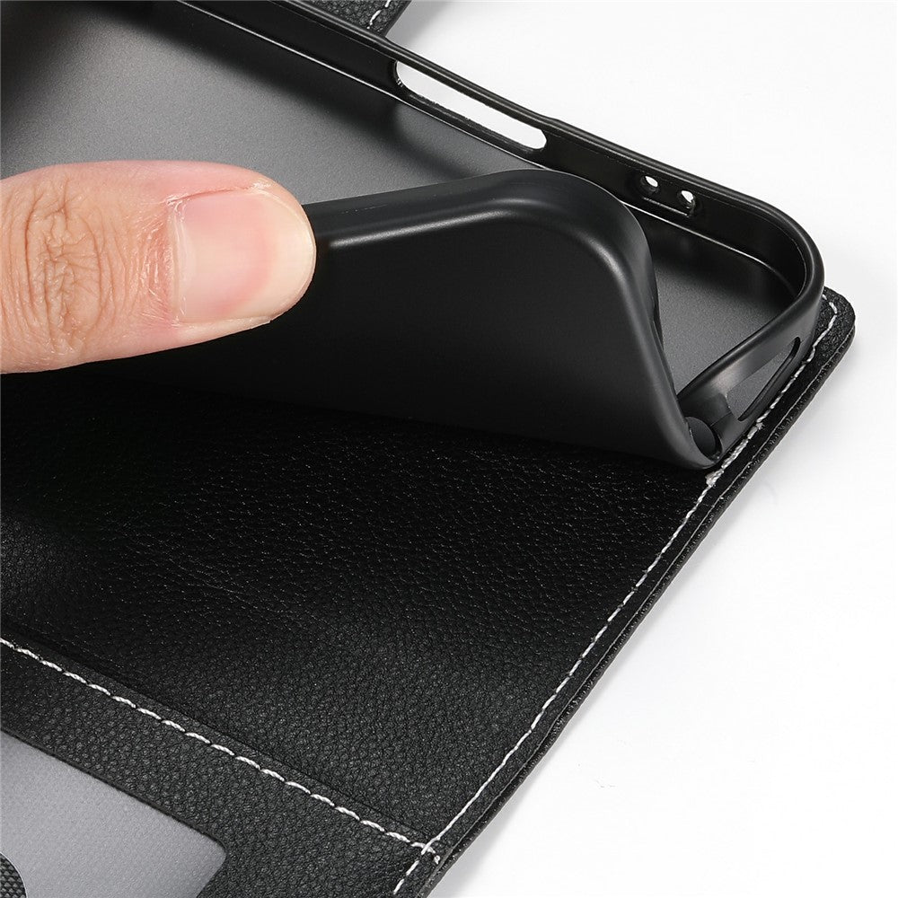 For Xiaomi Redmi Note 15 Pro 4G (Global) Case Magnetic Snap Litchi Texture Leather Wallet Phone Cover with Wrist Strap - Black