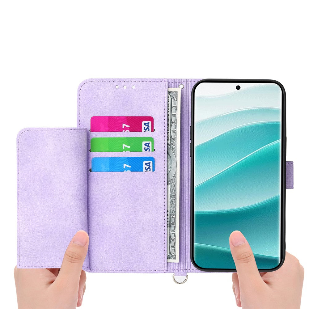 For Xiaomi Redmi Note 15 Pro 4G (Global) Case Flower Pattern PU Leather Wallet Phone Cover with Strap - Light Purple