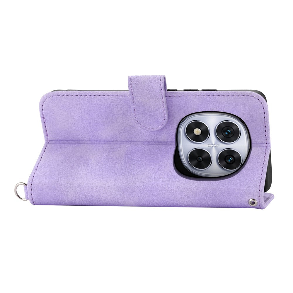 For Xiaomi Redmi Note 15 Pro 4G (Global) Case Flower Pattern PU Leather Wallet Phone Cover with Strap - Light Purple