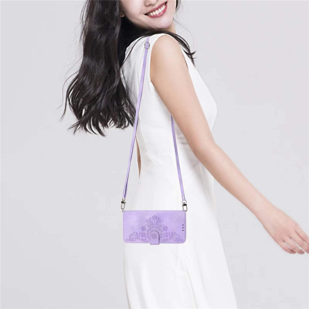 For Xiaomi Redmi Note 15 Pro 4G (Global) Case Flower Pattern PU Leather Wallet Phone Cover with Strap - Light Purple