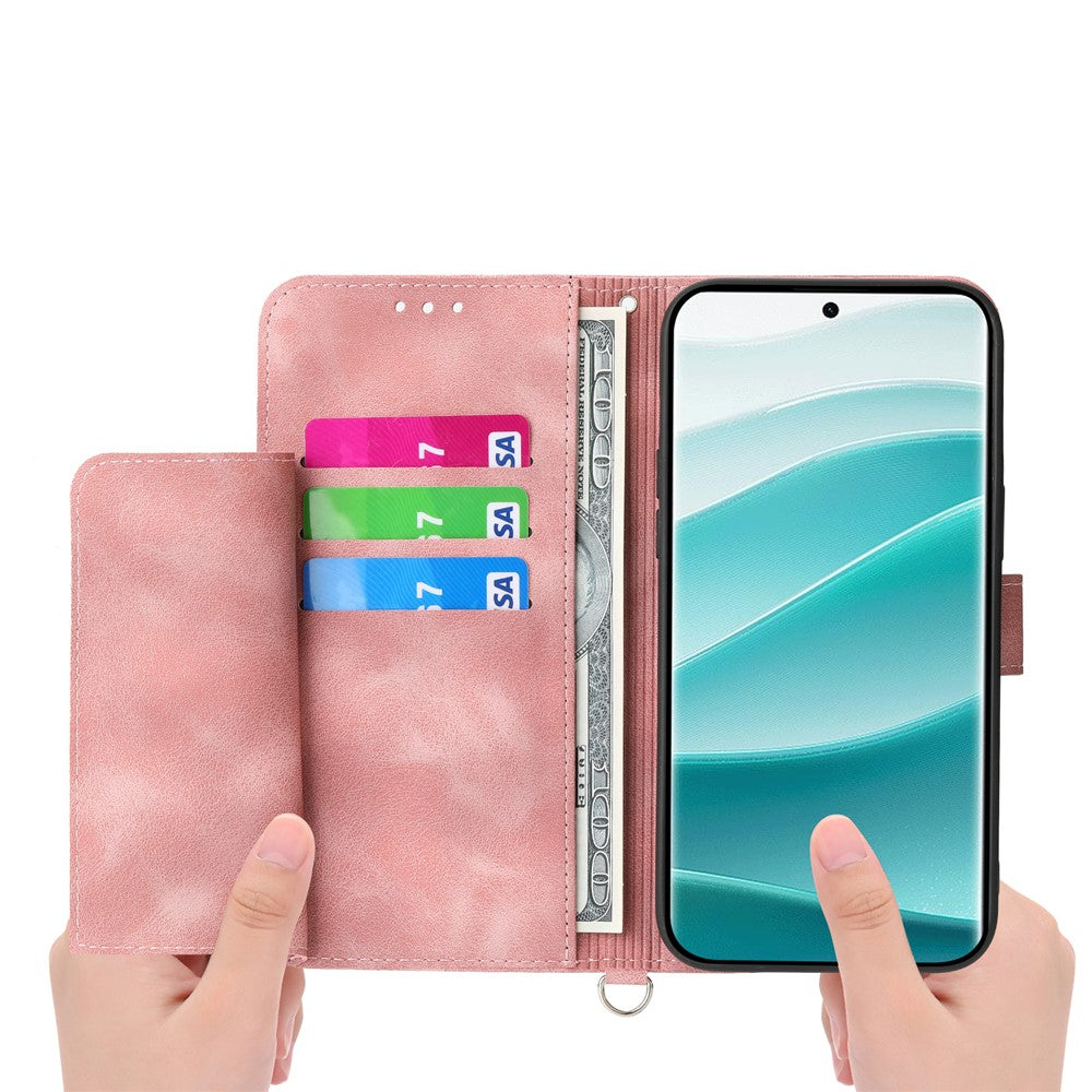 For Xiaomi Redmi Note 15 Pro 4G (Global) Case Flower Pattern PU Leather Wallet Phone Cover with Strap - Pink
