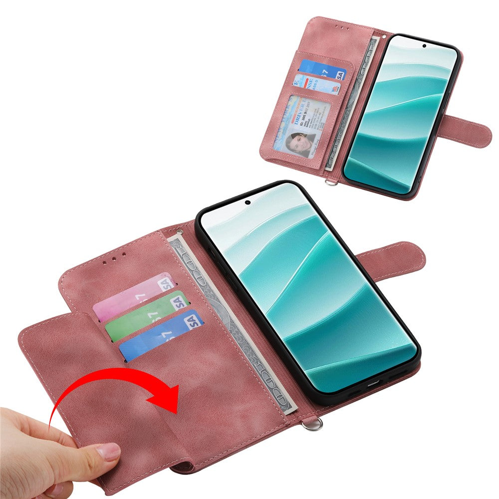 For Xiaomi Redmi Note 15 Pro 4G (Global) Case Flower Pattern PU Leather Wallet Phone Cover with Strap - Pink
