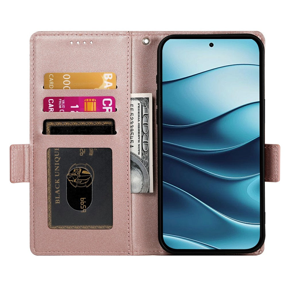 For Xiaomi Redmi Note 15 Pro 4G (Global) Stand Case PU Leather Wallet Phone Cover - Rose Gold