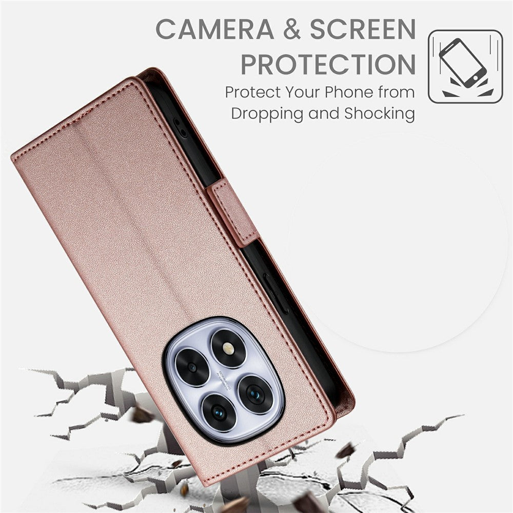 For Xiaomi Redmi Note 15 Pro 4G (Global) Stand Case PU Leather Wallet Phone Cover - Rose Gold