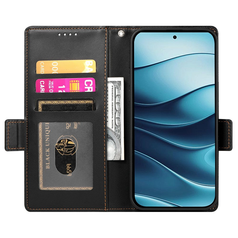 For Xiaomi Redmi Note 15 Pro 4G (Global) Stand Case PU Leather Wallet Phone Cover - Black