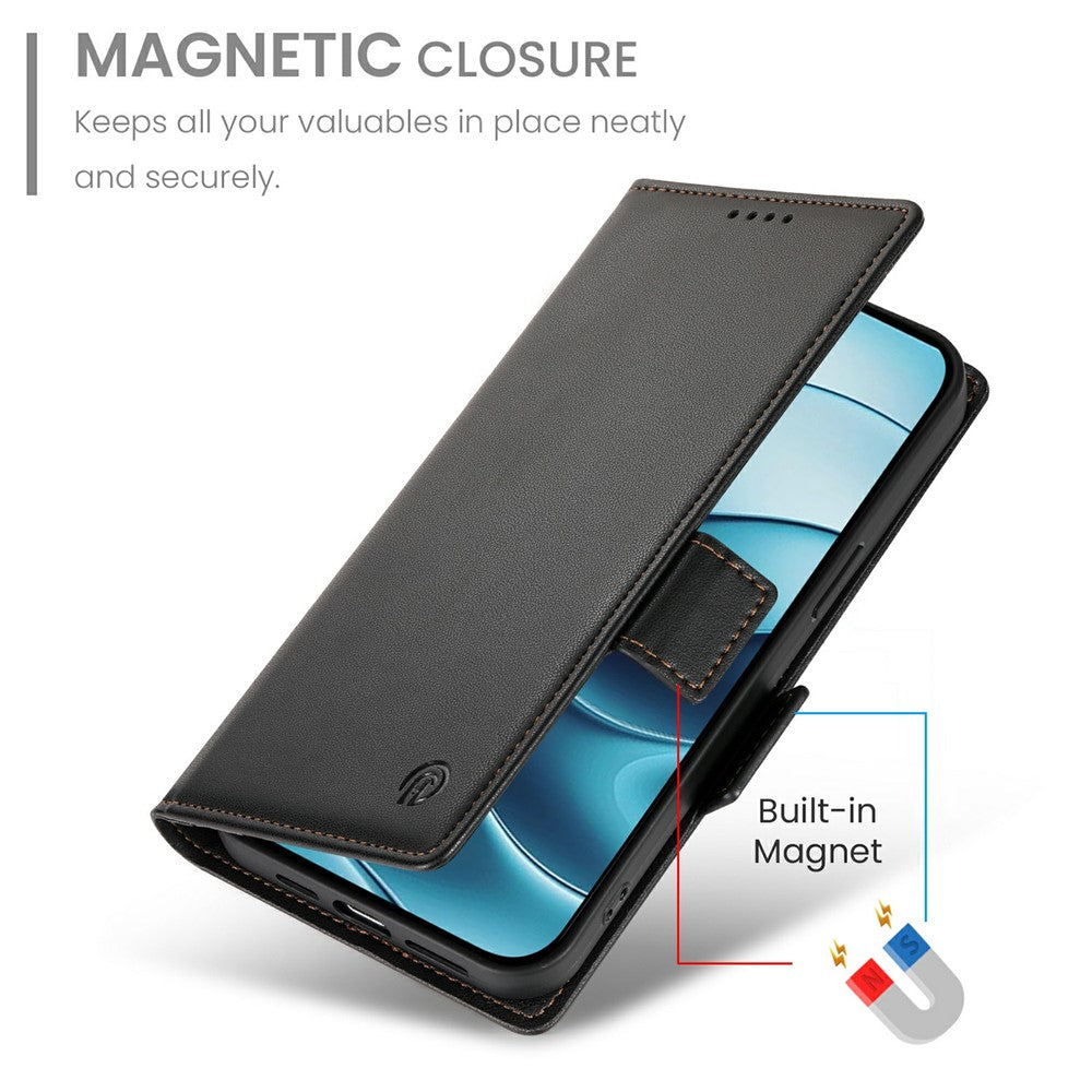For Xiaomi Redmi Note 15 Pro 4G (Global) Stand Case PU Leather Wallet Phone Cover - Black