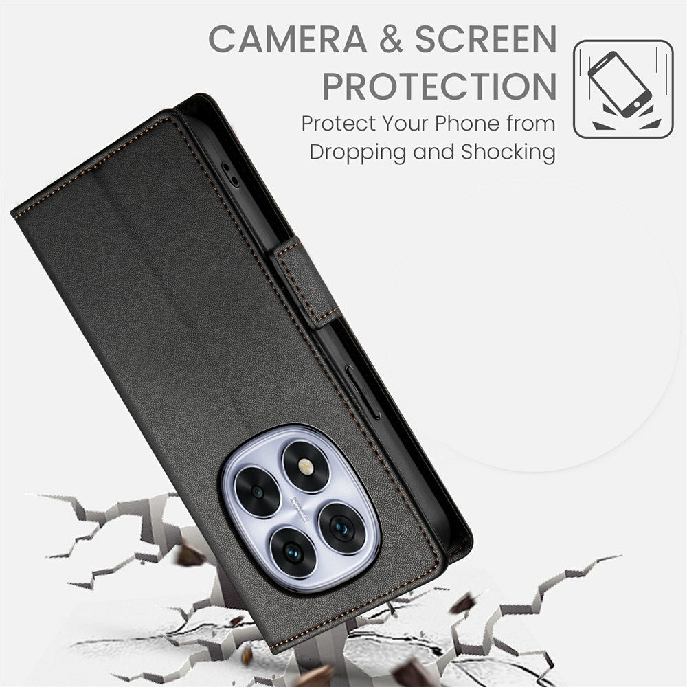 For Xiaomi Redmi Note 15 Pro 4G (Global) Stand Case PU Leather Wallet Phone Cover - Black