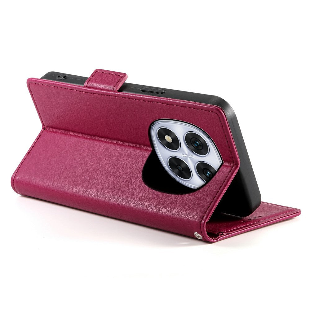For Xiaomi Redmi Note 15 Pro 4G (Global) Stand Case PU Leather Wallet Phone Cover - Wine Red