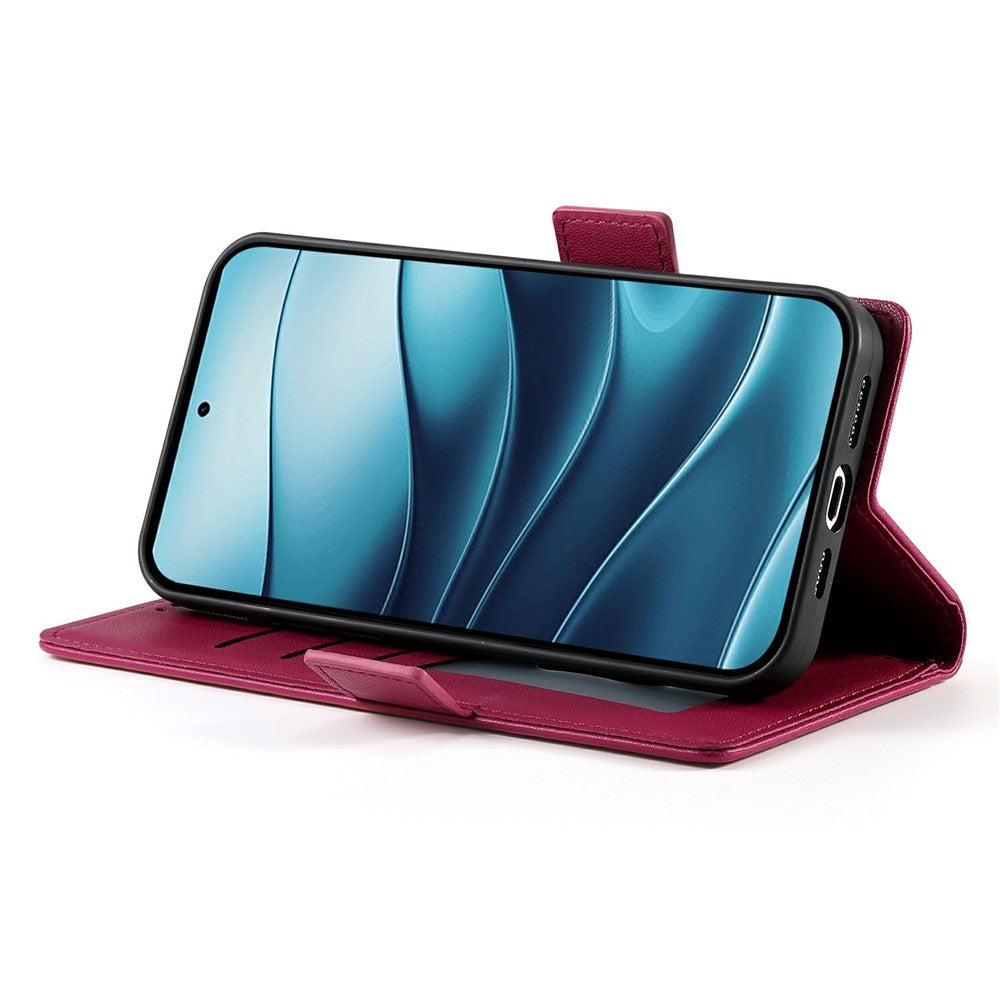 For Xiaomi Redmi Note 15 Pro 4G (Global) Stand Case PU Leather Wallet Phone Cover - Wine Red