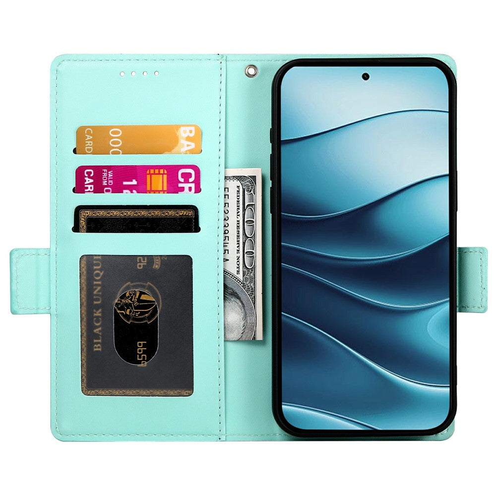 For Xiaomi Redmi Note 15 Pro 4G (Global) Stand Case PU Leather Wallet Phone Cover - Mint Green