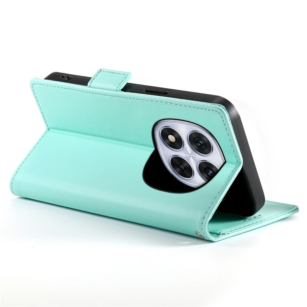 For Xiaomi Redmi Note 15 Pro 4G (Global) Stand Case PU Leather Wallet Phone Cover - Mint Green
