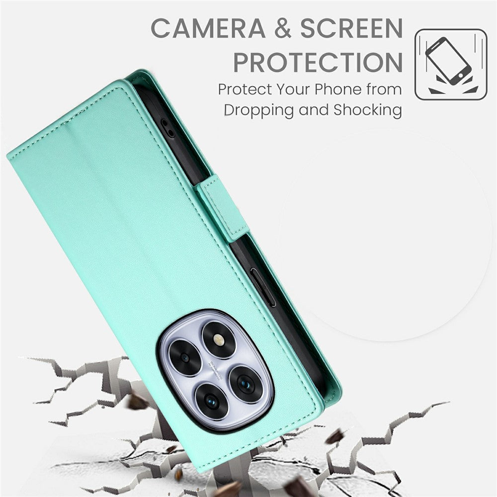 For Xiaomi Redmi Note 15 Pro 4G (Global) Stand Case PU Leather Wallet Phone Cover - Mint Green